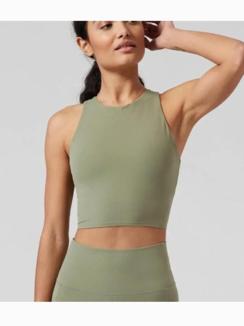 Athleta Olive Green High-Neck Crop Top